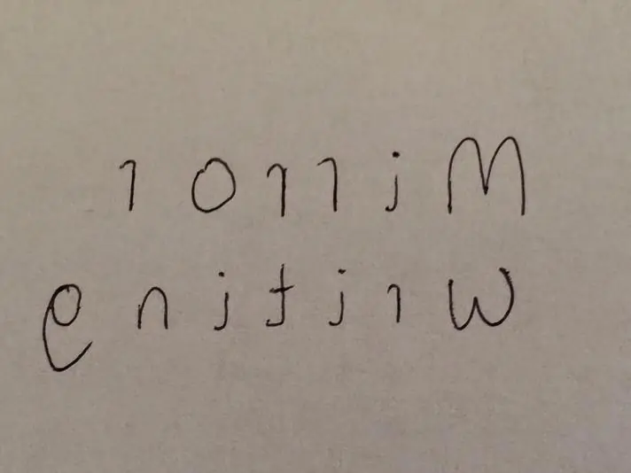 Example of Mirror writing from the BPS.