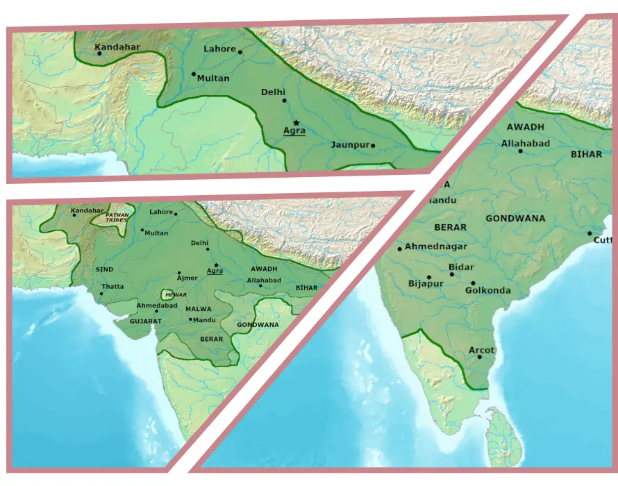 Comparing the Mughal Empire Under Babur, Akbar, and Aurangzeb: Maps and Expansions